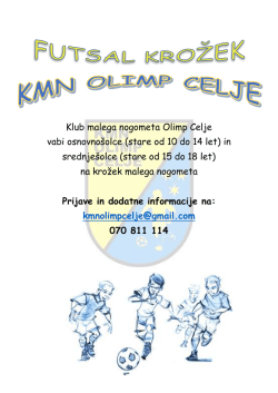 Klub malega nogometa Olimp Celje vabi osnovnošolce (stare od 10
