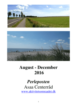Kulturhuset Asaa program for Aug-Dec 16