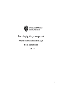 Foreløpig tilsynsrapport - Norsk Forbund for Utviklingshemmede