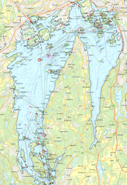 Kart som viser alle navigasjonsinstallasjonene i