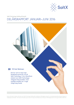 delårsrapport januari–juni 2016