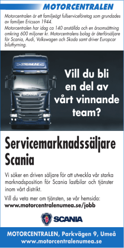 Servicemarknadssäljare Scania